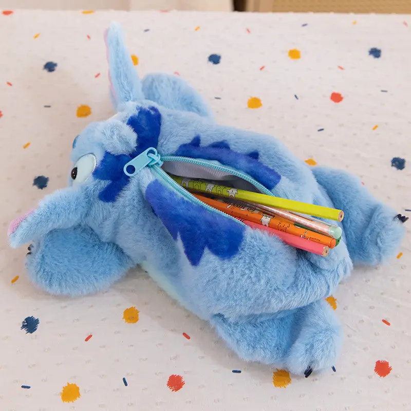 Пенал шкільний Стіч, пухнастий, хутряний, косметичка Стіч (синій) - Зображення 2