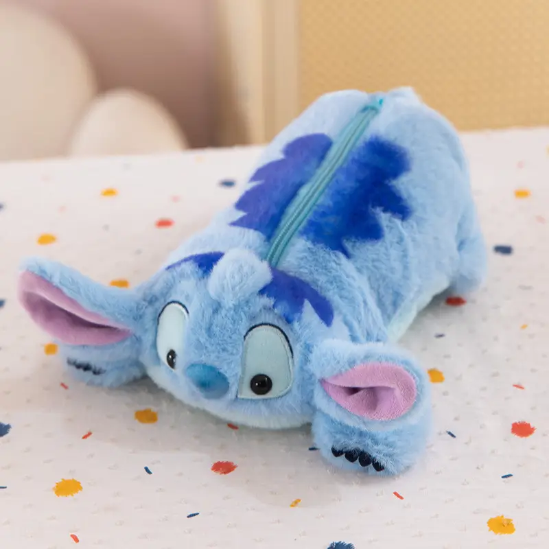 Пенал шкільний Стіч, пухнастий, хутряний, косметичка Стіч (синій)